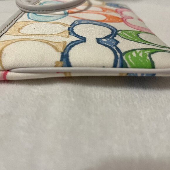 NWT COACH Hampton Scribble Wristlet Multicolor Pastel 'C' Logo 8" - Picture 9 of 11